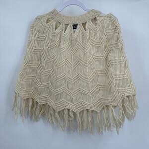 Boyd Gaming Womens Sweater Poncho Size M/L Mohair Blend Fringe Boho Festival